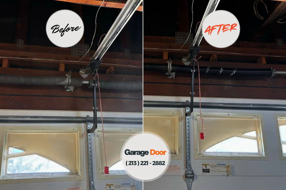 Before and after: garage door repair Moundridge, KS
